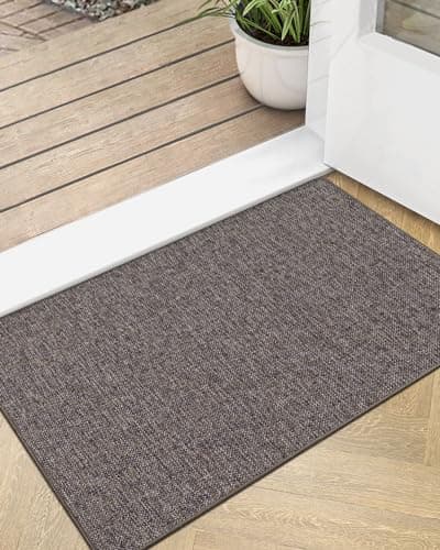 LUMI Indoor Door Mat, Non Slip Rubber Backing Ultra Thin Door Mat, Easy Clean Low Profile Door Mats for Inside House, Patio,Brown 17"x30" - Image 1