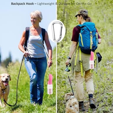 20oz Dog Water Bottle with Food Container & Poop Bag Dispenser | Leak-Proof Portable Pet Water Dispenser with Carabiner Clip | for Walking, Hiking, Travel - Image 6