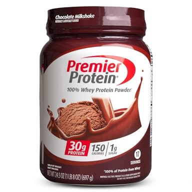 Premier Protein Powder, Chocolate Milkshake, 30g Protein, 1g Sugar, 100% Whey Protein, Keto Friendly, No Soy Ingredients, Gluten Free, 17 Servings, 24.5 Ounce (Pack of 1) - Image 1