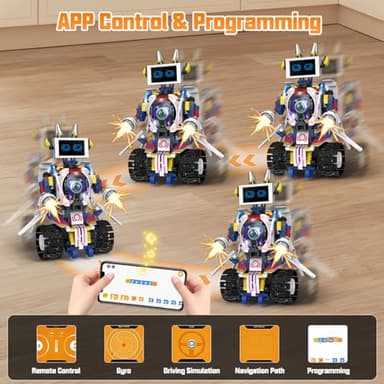 VOPOGLNE 5 in 1 STEM Robot Building Kit, APP & Remote Control Screen Building Toys, Eye Coding Robots Rechargeable, 620Pcs DIY Super Warriors for Kids Learning, Boys Girls Birthday Gifts - Image 6