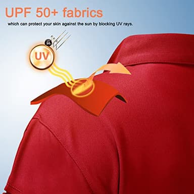 MIER Men's Outdoor Performance Tactical Polo Shirts Long and Short Sleeve, Moisture-Wicking, Red, Large - Image 2