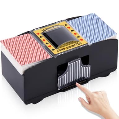 Unniweei Automatic Card Shuffler 1-2 Decks, Battery-Operated Electric Shuffler, Casino Card Game for Poker, Home Card Game, UNO, Phase10, Texas Hold'em, Blackjack, Home Party Club Game - Image 1