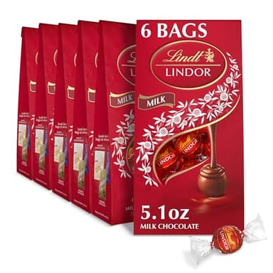 Lindt LINDOR Milk Chocolate Truffles, Milk Chocolate Candy with Smooth, Melting Truffle Center, Great for Gift Giving, 5.1 oz. Bag (6 Pack) - Image 1