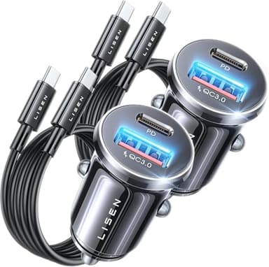 LISEN for iPhone 17 Super Fast Car Charger USB C [Alloy] 2 Pack 54W Type C Car Charger Fast Charging Cigarette Lighter Adapter for iPhone Air 17 16 15 Pro Max Plus,Samsung Galaxy S25/S24,Android - Image 1