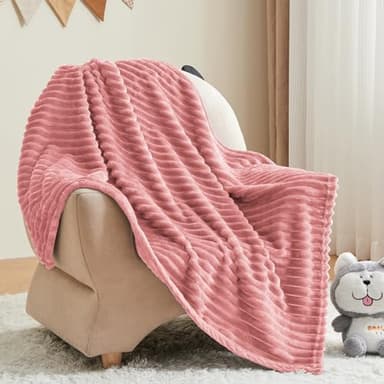 BEDELITE Baby Blankets for Boys Girls 30"x 40" - 3D Ribbed Jacquard Cute Fuzzy Fleece Blanket, Warm and Breathable Soft Cozy Infant Toddler Blanket for Newborn All Seasons Suitable, Pink - Image 7