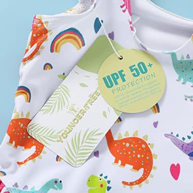 YOUNGER TREE Toddler Baby Girls Swimsuit Infant One Piece Bathing Suits Cute Dinosaur Beach Wear Sunsuit Ruffle Swimwear (3T-4T, White)… - Image 6