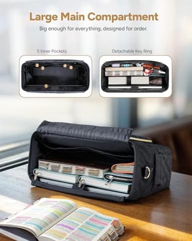 BellaHold Large Bible Bag with Bible Cover Case for Women, Church Bag with Shoulder Strap, Quilted Bible Cover for Bible Study Supplies, a Christian Gift for Women, Black - Image 5