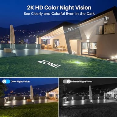 MaxiViz 2K Security Cameras Wireless Outdoor, Battery Powered WiFi Cameras for Home Security Indoor with AI Motion Detection, Color Night Vision, 2-Way Talk, IP66, SD/Cloud Storage, 2 Pack - Image 3