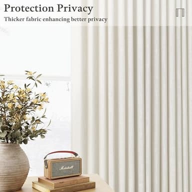 Linen Curtains 108 Inches Long Pinch Pleated for Living Room 2 Panels Set Cream Ivory Natural Pleat Drapes Back Tab Semi Sheer Neutral Boho Ceiling to Floor 108 Inch Curtains for Bedroom Window 9 FT - Image 6