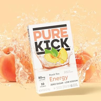PURE KICK Energy Singles To Go Drink Mix, Peach Tea, Includes 12 Boxes with 6 Packets in each Box, 72 Total Packets - Image 5