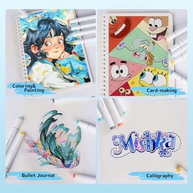 HOTU Alcohol Markers Brush Tip -60 Virant Colors Daul Tips Art Markers Set, for Artist Adults Coloring Illustrations, with Seamless Blending, Colorless Blender, Anti-Bleeding Pad, &Premium Ink - Image 6