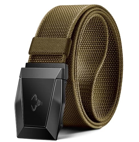 BULLIANT Tactical Belt for Men, Men Stretch Nylon Web Gift Belt 1.5"-Hiking Rigger Military Work-Quick Release(Wood Thrush,28"-32" Waist Adjustable) - Image 1