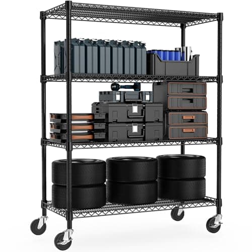 M MZG Industrial Metal 4 Tier Shelving for Garage, Pantry, Warehouse, Basement Utility Room, Storage Rack Metal Shelving Unit, Shelf Organizer, Black 23.6" D x 53.2" W x 73.6" H - Image 1