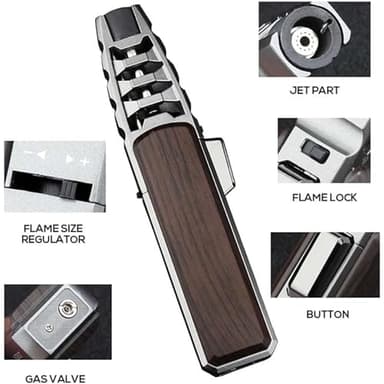 Zmiao Portable Brightfire, Windproof Straight Torch Blue Flame Lighter, Multi-purpose, Refillable Butane, Gold - Image 6