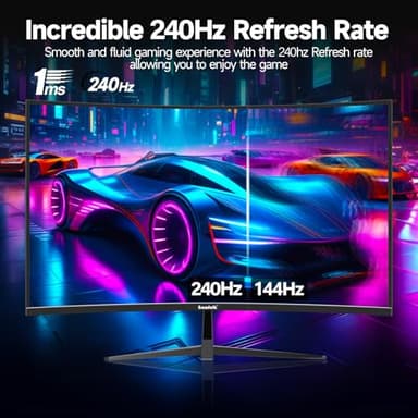 Gawfolk 32 Inch Curved Gaming Monitor 240Hz, 1800R PC Monitor Full HD 1080P, Frameless Computer Dispaly with Freesync and Eye Care Technology, Wall Mountable - Image 3