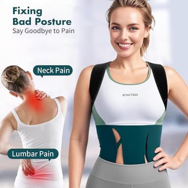 GROKIE Posture Corrector for Women and Men – Adjustable Back Brace for Posture Support,Comfortable and Breathable Back Straightener for Pain Relief (Medium) - Image 2