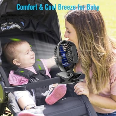 BESKAR Portable Clip on Fan Rechargeable, 4 Speeds Small Battery Operated Fans, USB Desk Fan with Strong Airflow, Sturdy Clamp Fans for Golf Cart Office Outdoor Travel Camping - Image 2