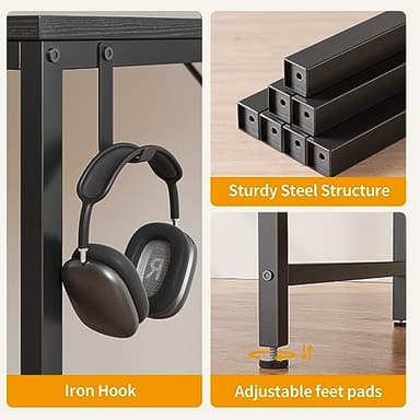 Cubiker Computer Home Office Desk with Drawers, 47 Inch Small Desk Study Writing Table, Modern Simple PC Desk, Black - Image 8