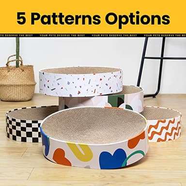 Conlun Cat Scratcher Cardboard,2 in 1 Oval Cat Scratch Pad Bowl for Indoor Kitty Grinding Claw,Round Kittens Scratching Board Corrugated Lounge Pet Beds&Furniture Protector for Couch&Carpets&Sofas - Image 7