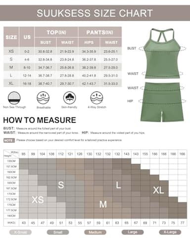 SUUKSESS Women 2 Piece Workout Sets High Waisted Tummy Control Biker Shorts Halter Padded Tank Tops Racerback Sports Bras (Black, L) - Image 6