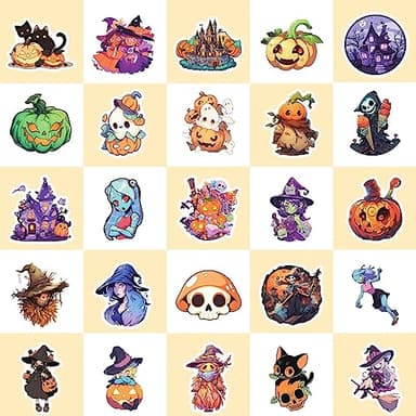 100PCS Non Repeating Halloween Children's Cartoon Pumpkin Themed Stickers Party Favors Vinyl Waterproof Holiday Party, Halloween Children's Cartoon Party Stickers Decoration - Image 7
