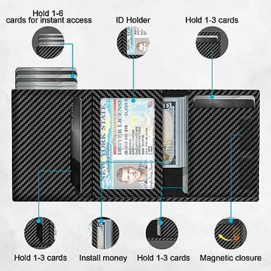 GAOCHALE Wallet for Men Pop up Card Holder, Smart, Slim, Minimalist Design for Front Pocket, Premium RFID Blocking, 10-14 Card Capacity | ID Window | Cash Slot(Carbon) - Image 3
