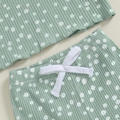 Baby Girl Fall Clothes Set Floral Print Long Sleeve Tops Pants Cute Infant Toddler Outfits 6 12 18 24 Months 2T (Floral Green, 18-24 Months) - Image 6