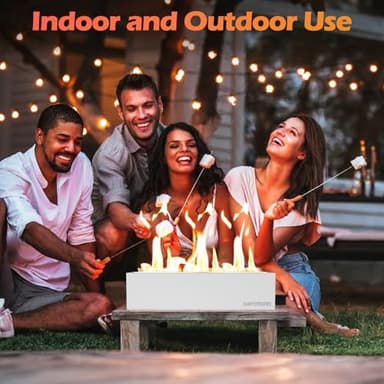 Tabletop Fire Pit with 4 Extendable Smores Sticks, Indoor Outdoor Fire Pit Table Top, Rectangle Tabletop Fireplace, Rubbing Alcohol Smores, Patio Decor Festive Gift - Gray - Image 5