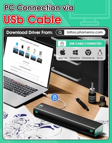 Phomemo M08F Wireless Thermal Tattoo Stencil Printer with 10pcs Transfer Paper, Compatible with Phone/Tablet/PC, Supplies for Tattoo Artists & Beginners, Black & Green - Image 4