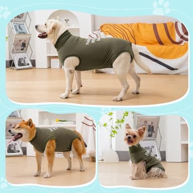Avont Dog Recovery Suit, Surgery Shirt for Female Spay Male Neuter Skin Conditions, Surgical Onesie Bodysuit Prevent Licking Dog E Collar Cone Alternative -ArmyGreen (2XL) - Image 5