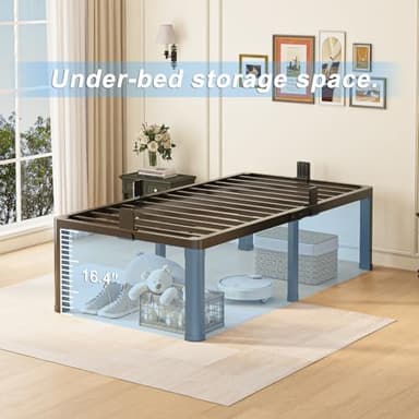 Yitong Angel 18 inch Twin XL Bed Frame with Round Corner Legs Mattress Slide Stopper,3500 lbs Heavy Duty Metal Platform,No Box Spring Needed,Easy Assembly,Noise Free - Image 4