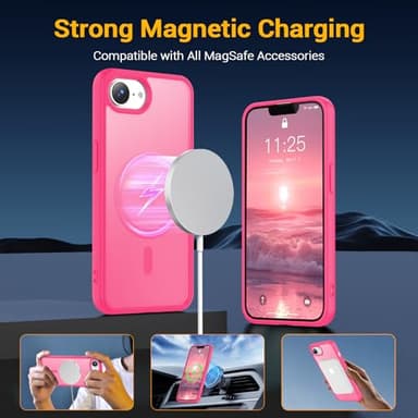 Temdan for iPhone 16e Case, Compatible with Magsafe, Anti-Yellowing, Military-Grade Protection, Shockproof Slim Magnetic Phone Case Cover, Rose Red - Image 4