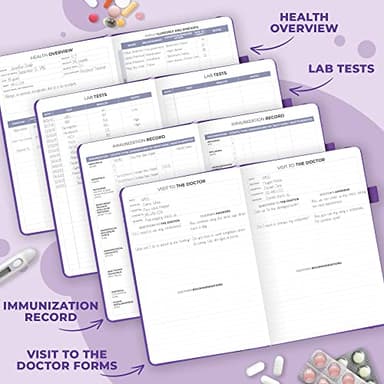 Clever Fox Compact A5 Medical Planner 12-Month – Medical Notebook, Health Diary, Wellness Journal & Logbook to Track Health – Self-Care Medical Journal – 12 Months, Undated (Purple) - Image 3