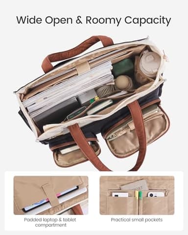 LOVEVOOK Teacher Tote Bag for Women, Multi-pocket Laptop Bag with Large Cup Holder, Nurse Bags Work Briefcase Computer Purse Handbag for Business Office College Travel - Image 3