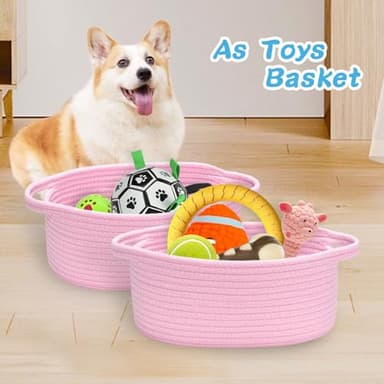 ABenkle Small Woven Easter Basket with Handle, 12x8x5 inches, Durable Storage Basket, Gift Wrap Ready with Ribbon - Image 4