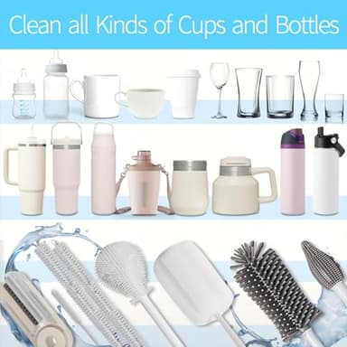 Dosanlues 8Pcs Water Bottle Cleaner Brush - Multipurpose Cup Cleaner Kit with Long Nylon Straw Brush Long Handle Silicone Bottles Cleaning for Tumbler, Sports Water Bottle, Wine Glass - Image 2