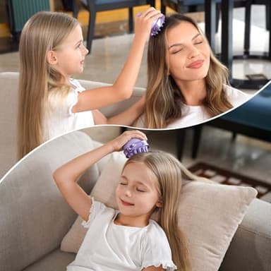 SHINLEA 2 in 1 Scalp Massager Hair Growth,Scalp Scrubber with Soft Silicone Bristles for Dandruff Removal,Shampoo Brush for Exfoliation,Head Massager for Both Wet and Dry Use (Purple) ﻿ - Image 7