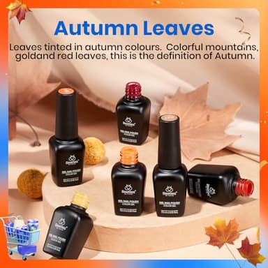 Beetles Fall Gel Nail Polish Set - 6 Colors Burgundy Red Orange Yellow Brown Gel Polish Kit for Nails, Autumn Leaves Soak Off UV LED Nail Gel Manicure at Home Gifts for Women - Image 5