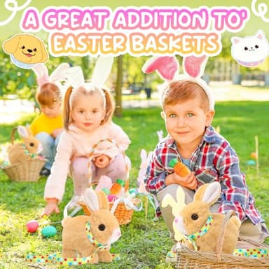 Tagitary Plush Toys Bunny Electronic Toy with Sounds,Wiggling Ears,Hopping,Twitching Mouth and Nose, Interactive Rabbit Toy for Kids with Leash,Easter Birthday Gift for Toddlers Kids - Image 6