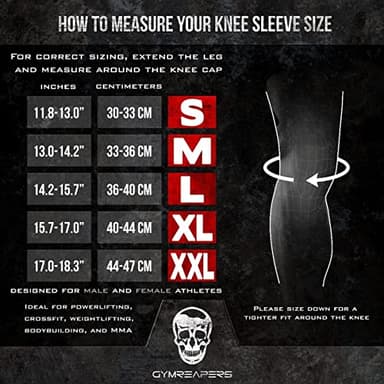 Gymreapers Knee Sleeves (1 Pair) With Gym Bag - IPF Approved - Knee Compression Sleeve Support for Squats, Weightlifting, and Powerlifting 7MM Neoprene Sleeves - 1 Year Warranty (Black/Black, Medium) - Image 3