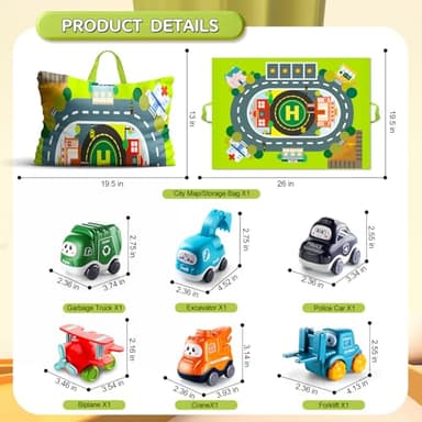 Big Cartoon Truck Car Toys for 1 Year Old Boy with Playmat/Storage Bag|Baby and Toddler Toys 12-18 Months & Age 1-2|1st Birthday for Baby Toys 1 Year Old - Image 6