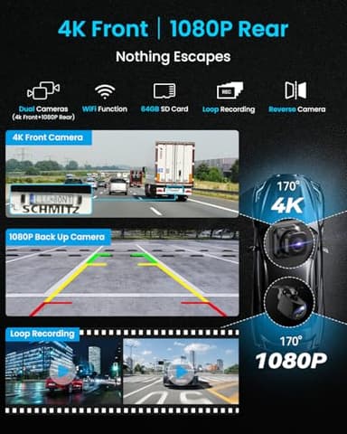 11" Extra Large Wireless Apple CarPlay Screen for Car – Ultra-Slim 0.16 Inch Touchscreen Car Stereo with Android Auto, 4K Dash Cam, 1080p Backup Camera, GPS, Mirror Link, Voice Control - Image 6