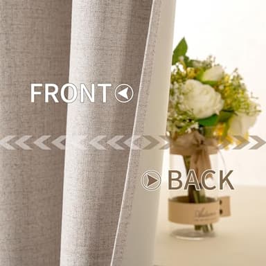 MIULEE 100% Blackout Linen Textured Curtains for Bedroom Solid Thermal Insulated Natural Beige Grommet Room Darkening Curtains & Drapes Luxury Decor for Living Room Nursery 52 x 84 Inch (2 Panels) - Image 7
