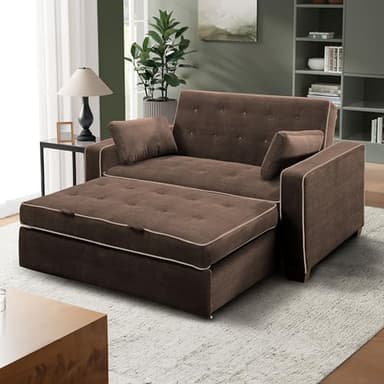 Serta Ainsley Loveseat with Pull Out Sleeper Microfiber Java Queen - Image 5