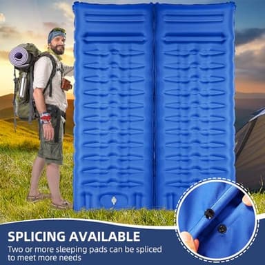 GLMNES Sleeping Pad, Ultralight Thicken Inflatable Sleeping Pad for Camping, Built-in Pump, Great for Camping, Hiking, Carry Bag, Repair Kit, Compact & Lightweight Air Mattress(Blue) - Image 3