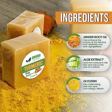 AMVital Turmeric Soap Bar for Face & Body-Acne, Dark Spots, Smooth Skin, Natural Handmade Soap For All Skin Types, Turmeric Body Bar For Men and Women - Image 3