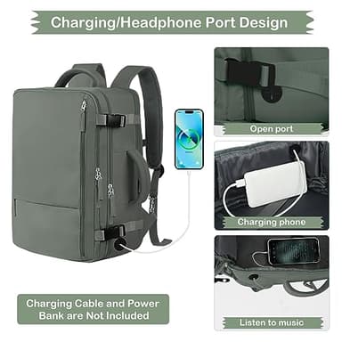 Hanples Women's Large 17.3 Inch Laptop Backpack, Olive Green, Waterproof, Suitable for Air Travel - Image 7