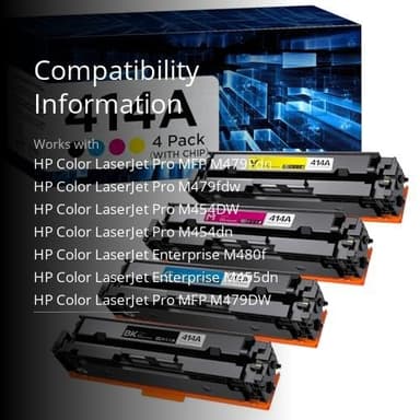 belietop 414A Toner Cartridges (with Chip) High Yield Replacement for HP 414X 414A Works with HP Color Laserjet Pro MFP M479dw M479fdn M479fdw M454dn M454dw M454nw Printer (4 Pack, BK/C/M/Y) - Image 3