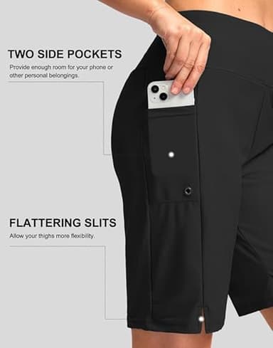 G Gradual Women's 9" Long Swim Board Shorts with Pockets High Waisted Knee Length Beach Swimming Shorts for Women with Liner(Black,XL) - Image 5