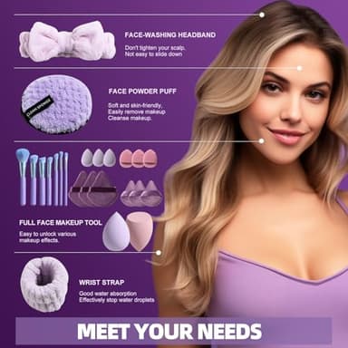 BS-MALL 26 Pcs Makeup Brushes Set – Premium Facial Cleaning & Makeup Brush Set with Foundation, Concealer, Blush, Eyeshadow Brushes plus Sponge and Wash Bag - Image 3